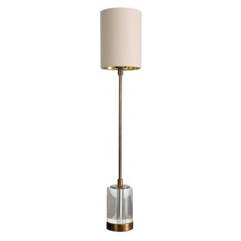Cyrus H60cm Table Lamp - Metal/Crystal/Fabric - L12 x W12 x H63 cm - Brass/Soft Latte