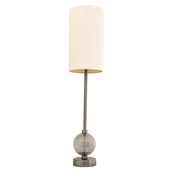 Mistral Crystal Table Lamp - Metal/Crystal/Fabric - L15 x W15 x H67 cm - Gunmetal/Smoke/Opal