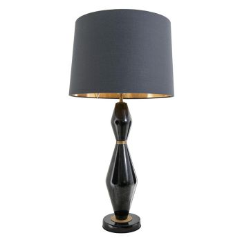 Lennox Table Lamp - Metal/Marble/Fabric - L38 x W38 x H74.5 cm - Brass/Black
