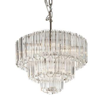 Keira Chandelier - Metal/Glass - L42.5 x W42.5 x H28 cm - Nickel