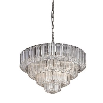 Keira Chandelier - Metal/Glass - L66 x W66 x H46.5 cm - Nickel