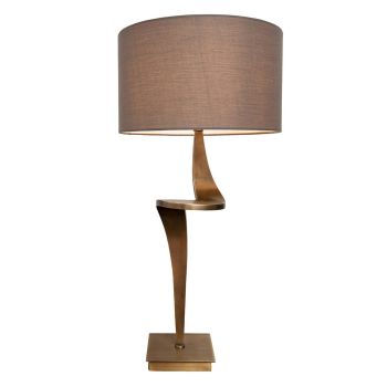 Nero Table Lamp - Metal/Fabric - L38 x W38 x H77 cm - Brass/Brown