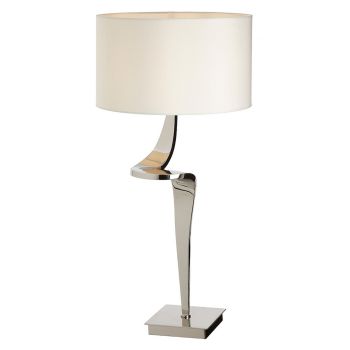Nero Table Lamp - Metal/Fabric - L38 x W38 x H77 cm - Polished Nickel/Cream