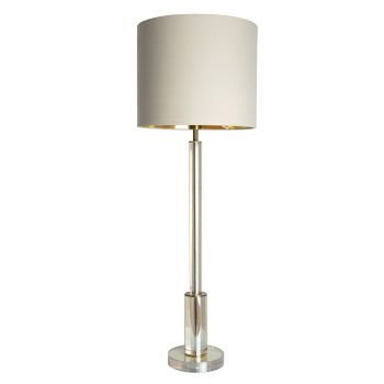 Gideon Table Lamp - Metal/Crystal/Fabric - L30 x W30 x H83 cm - Brass/Cognac/Soft Latte