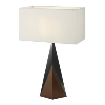 Bowen Table Lamp - Metal/Fabric - L20.5 x W40 x H63.4 cm - Brass/Off-white