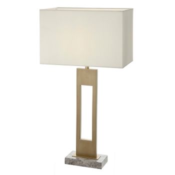 Stellan Table Lamp - Metal/Marble/Fabric - L22 x W39 x H73.6 cm - Brass/Grey/White