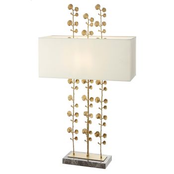 Remy Table Lamp - Metal/Marble/Fabric - L22 x W53 x H94 cm - Brass/Grey/White