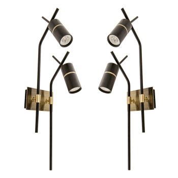 Sterling Wall Lamp - Metal - L25.4 x W16 x H70 cm - Brass/Black