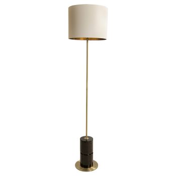 Malachai Floor Lamp - Metal/Marble/Fabric - L37 x W37 x H161 cm - Brass/Black/Opal