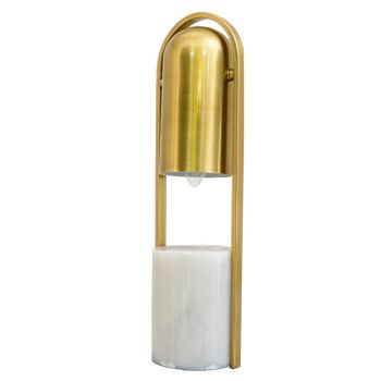 Everett Table Lamp - Metal/Marble - L12 x W13.6 x H47 cm - Brass/White