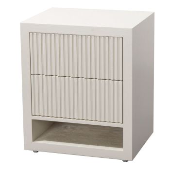 Grove 2 Drawer Side Table - Wood - L40 x W50 x H60 cm - White