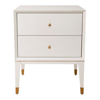 Bex Side Table - Wood/Metal - L37.5 x W50 x H60 cm - White/Brass