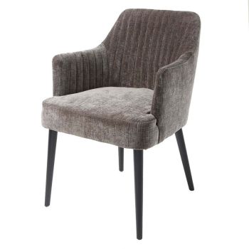 Slate Chair - Chenille Fabric/Wood - L64 x W59 x H85 cm - Mouse/Black