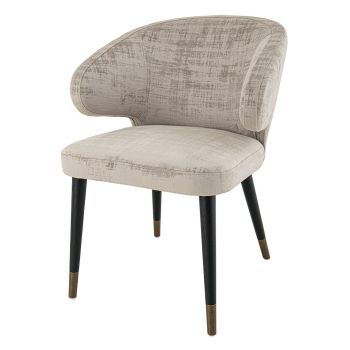 Vance Chair - Wood/Metal/Chenille - L61 x W61 x H81 cm - Black/Brass/Luxe Mushroom
