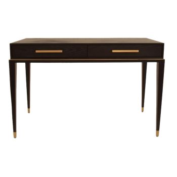Delta Dressing Table - Wood/Veneer/Metal - L50 x W120 x H76.5 cm - Black/Brass