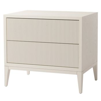 Aster Wide Bedside Cabinet - Wood - L40 x W70 x H60 cm - White