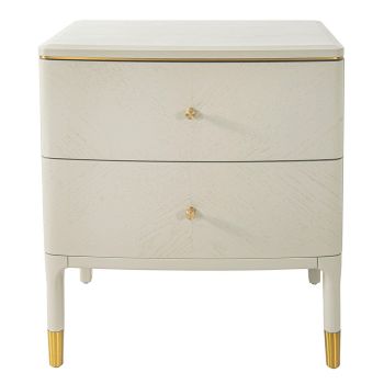 Marlow Side Table - Metal/Wood - L42 x W58 x H65.5 cm - Brass/Off-white