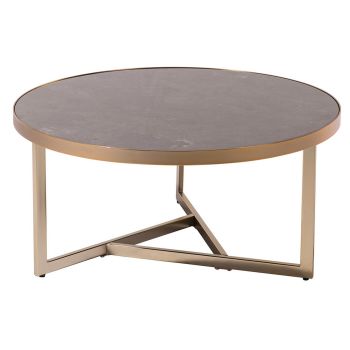 Solis Coffee Table - Metal/Marble - L80 x W80 x H40.3 cm - Champagne/Caviar