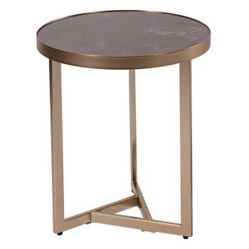 Solis Side Table - Metal/Marble - L47 x W47 x H56.4 cm - Champagne/Caviar