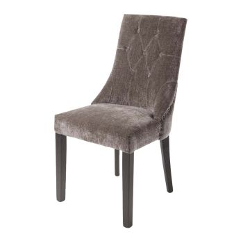 Emery Chair - Wood/Chenille Fabric - L59 x W52 x H99 cm - Black/Mouse