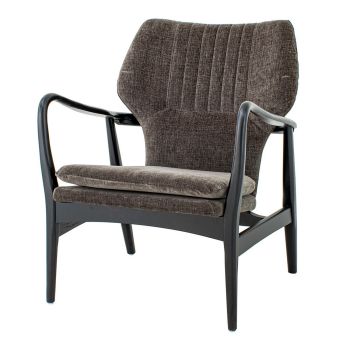Levi Chair - Wood/Chenille Fabric - L74 x W64 x H85.7 cm - Black/Mouse