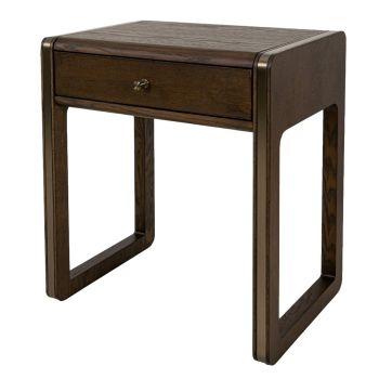Daxton Side Table - Metal/Wood - L35 x W50.4 x H59.5 cm - Brass/Chocolate