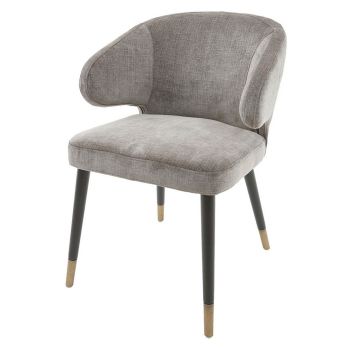 Vance Dining Chair - Metal/Wood/Chenille Fabric - L61 x W61 x H81 cm - Brass/Black/Mouse
