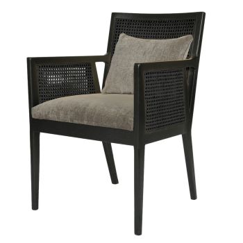 Evander Chair - Wood/Chenille Fabric - L62 x W58 x H84.5 cm - Black/Mouse