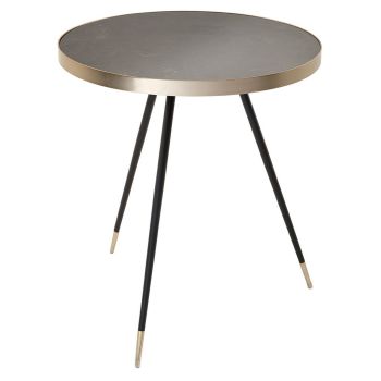 Mael Side Table - Metal/Marble - L55 x W50 x H60 cm - Brass/Black