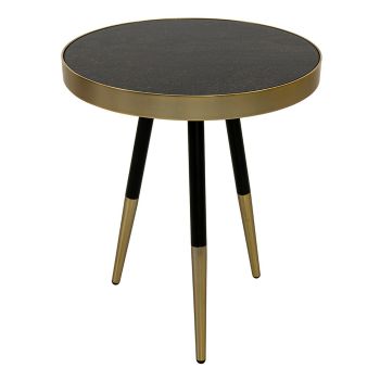 Mael Side Table - Metal/Marble - L40 x W40 x H48.8 cm - Brass/Black
