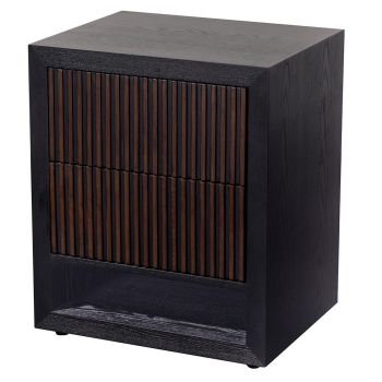 Grove 2 Drawer Side Table - Wood - L40 x W50 x H60 cm - Black/Chocolate