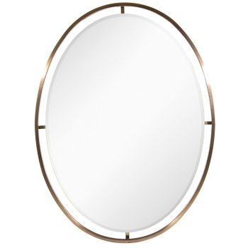 Nova Oval Framed Mirror - Metal- L4.5 x W75 x H100 cm - Brass