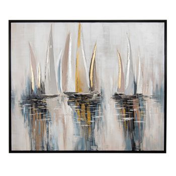 Lucien Canvas Art - Wood - L3.8 x W127 x H152.4 cm - Black/Gold/Silver/Blue/Neutral