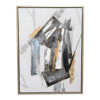 Ronin Canvas Art - Wood - L3.8 x W76.2 x H101.6 cm - Champagne/Blue/Grey/Gold