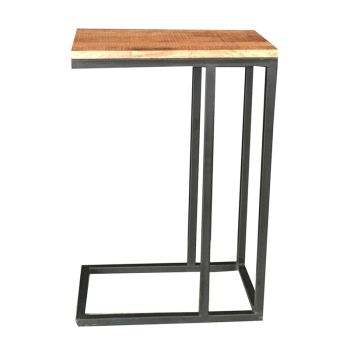 Industrial Side Table -Sawn Finish - Mango Wood/Iron - L25 x W40 x H60 cm - PP Sawn Finish