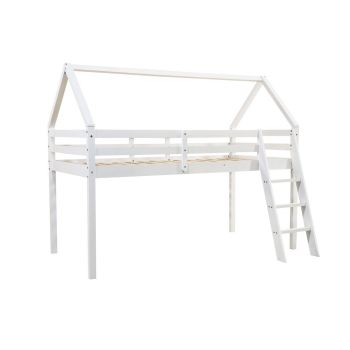 Jinsen Mid Sleeper Single Bed - Wood - L198 x W130 x H160 cm - White
