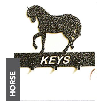 Horse Key Holder - Rack - Solid Steel - W15 x H9 cm - Powder Coated Black