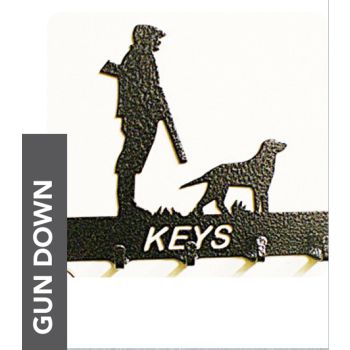 Gun Down Key Holder - Rack - Solid Steel - W15 x H9 cm - Powder Coated Black