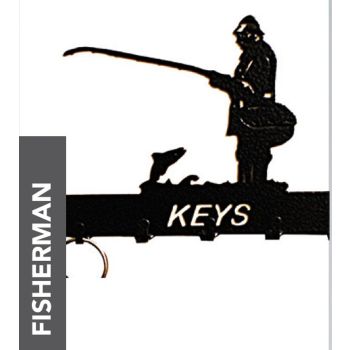 Fisherman Key Holder - Rack - Solid Steel - W15 x H9 cm - Powder Coated Black