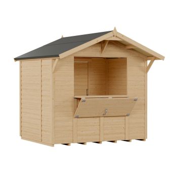 8x6 Loglap Market Stall - Timber - L252 x W259 x H241 cm - Untreated Natural