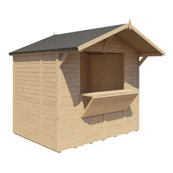 8x6 T&G Market Stall - Timber - L252 x W259 x H245 cm - Untreated Natural