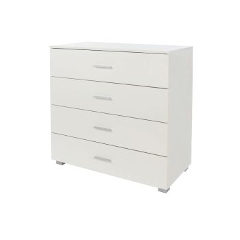 4 Drawer Chest of Drawers - MDP - L40 x W80 x H84 cm - White - Flat Packed