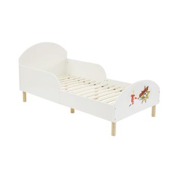 Kids Toddler Bed Frame with Football Decal - L144 x W74 x H68 cm - White