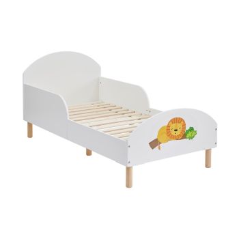 Kids Toddler Bed Frame with Jungle Decal - L144 x W74 x H68 cm - White