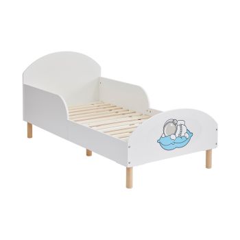 Kids Toddler Bed Frame with Space Decal - L144 x W74 x H68 cm - White