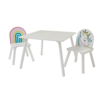 Kids Unicorn Table and Chairs Set - L60 x W60 x H44 cm