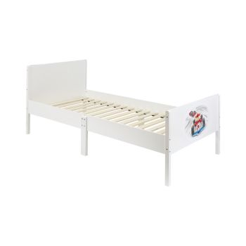 Kids Single Bed Frame - Racing Cars - L199 x W95 x H80 cm - White