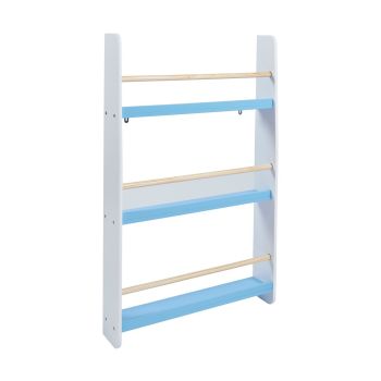 Kids Picture Book Wall Bookshelf - L12 x W60 x H95 cm - White/Blue