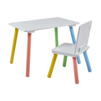 Kids Rainbow Table and Chair Set - L40 x W60 x H44 cm