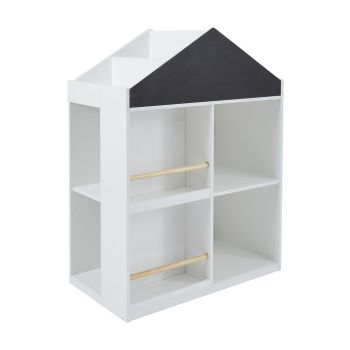 Kids Blackboard Bookcase and Storage Unit - L39.5 x W72.5 x H96 cm - White